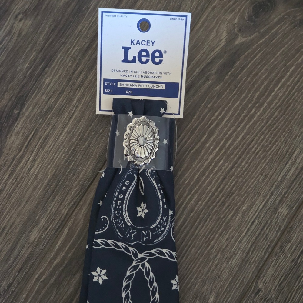Lee x Kacey Musgraves Bandana with Concho Unisex Cotton Red Navy Western Cowgirl - Picture 11 of 15